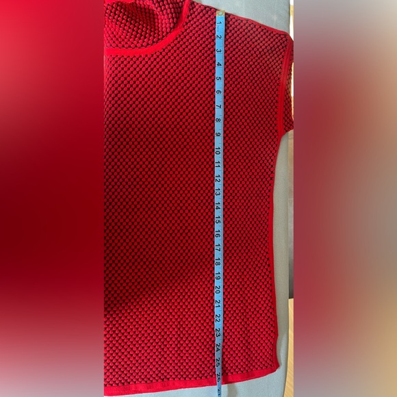 ❄️ ELANA WANG Red on Black Crew Neck Sweater - Picture 10 of 11